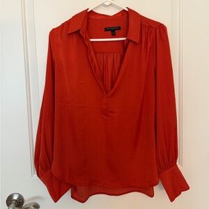 Banana Republic Long Sleeve Red Blouse